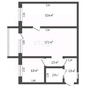 2-к квартира, вторичка, 43м2, 2/5 этаж