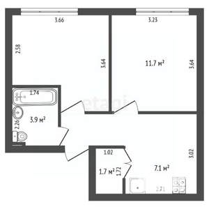 2-к квартира, вторичка, 40м2, 1/10 этаж