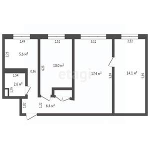 3-к квартира, вторичка, 57м2, 1/5 этаж