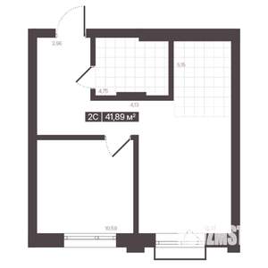 2-к квартира, строящийся дом, 42м2, 4/16 этаж