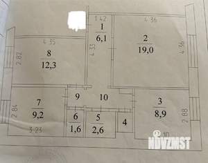 3-к квартира, вторичка, 65м2, 1/9 этаж