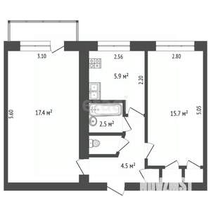 2-к квартира, вторичка, 45м2, 5/5 этаж