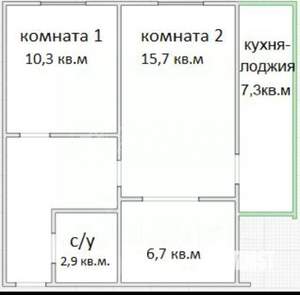 2-к квартира, вторичка, 44м2, 6/9 этаж