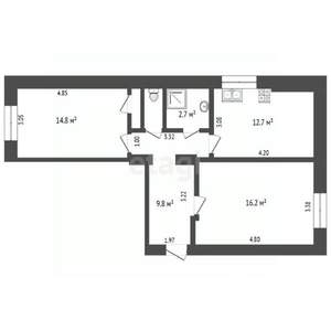 2-к квартира, вторичка, 52м2, 2/5 этаж