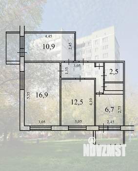 3-к квартира, вторичка, 57м2, 2/12 этаж