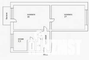 2-к квартира, вторичка, 43м2, 1/5 этаж