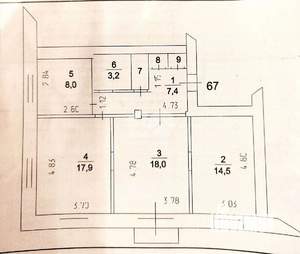 3-к квартира, вторичка, 72м2, 4/5 этаж