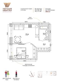 2-к квартира, вторичка, 40м2, 6/15 этаж