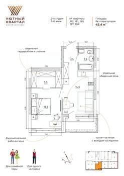2-к квартира, вторичка, 45м2, 5/8 этаж
