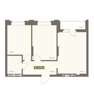2-к квартира, вторичка, 55м2, 15/16 этаж