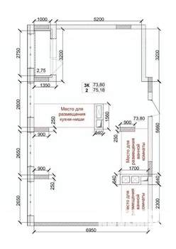 3-к квартира, вторичка, 75м2, 1/15 этаж