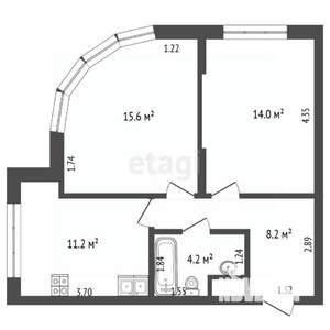 2-к квартира, вторичка, 56м2, 11/17 этаж