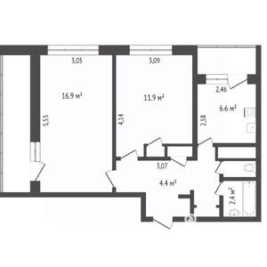 2-к квартира, вторичка, 48м2, 6/12 этаж