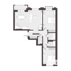 3-к квартира, строящийся дом, 85м2, 2/9 этаж