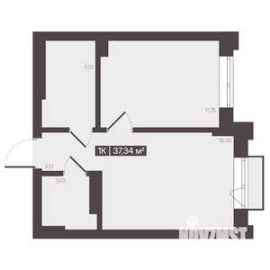 1-к квартира, строящийся дом, 37м2, 5/16 этаж