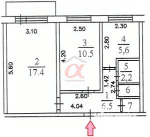 2-к квартира, вторичка, 45м2, 5/5 этаж