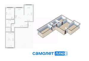 3-к квартира, вторичка, 88м2, 7/12 этаж