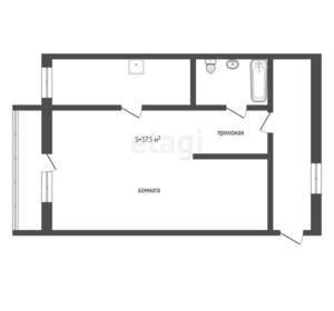 1-к квартира, вторичка, 38м2, 4/5 этаж