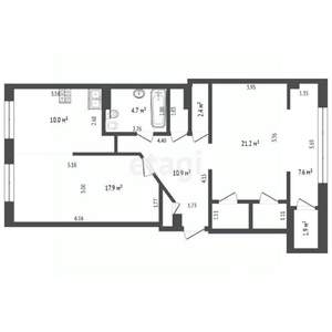 2-к квартира, вторичка, 84м2, 3/8 этаж