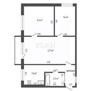 3-к квартира, вторичка, 47м2, 3/5 этаж