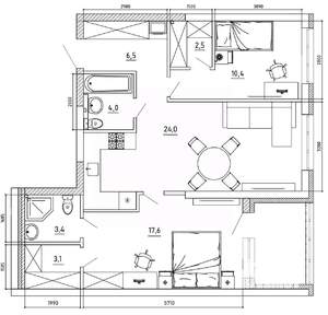 3-к квартира, вторичка, 79м2, 2/8 этаж