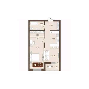 2-к квартира, вторичка, 56м2, 9/20 этаж