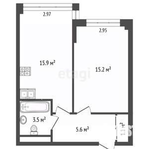 1-к квартира, вторичка, 43м2, 5/7 этаж