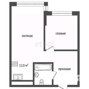 1-к квартира, вторичка, 43м2, 4/8 этаж