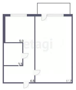 1-к квартира, вторичка, 29м2, 5/5 этаж