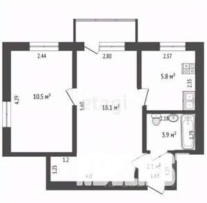 2-к квартира, вторичка, 40м2, 2/3 этаж