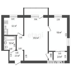 2-к квартира, вторичка, 43м2, 5/5 этаж