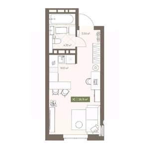 Студия квартира, вторичка, 26м2, 1/16 этаж