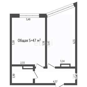 1-к квартира, вторичка, 47м2, 7/12 этаж