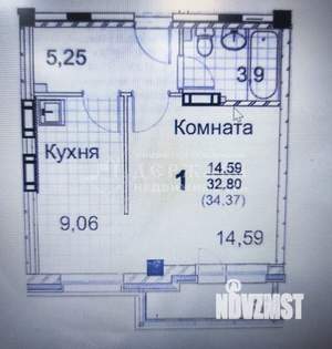 1-к квартира, вторичка, 33м2, 6/16 этаж
