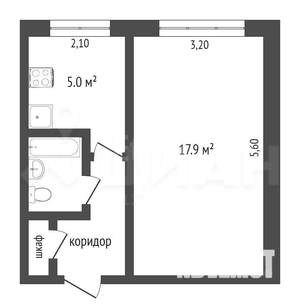 1-к квартира, вторичка, 31м2, 4/5 этаж