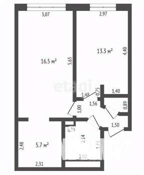 2-к квартира, вторичка, 41м2, 5/5 этаж