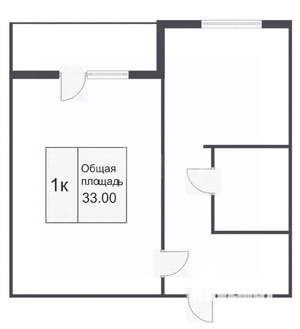 1-к квартира, вторичка, 33м2, 2/5 этаж