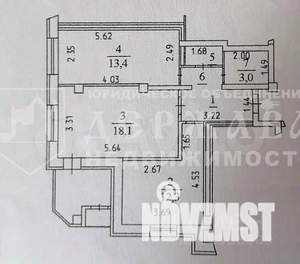 2-к квартира, вторичка, 53м2, 3/9 этаж