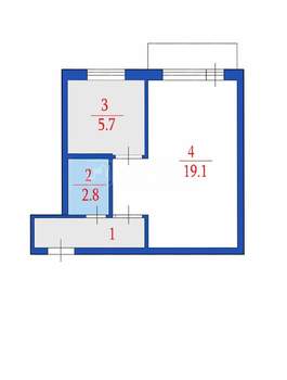 1-к квартира, вторичка, 30м2, 5/5 этаж