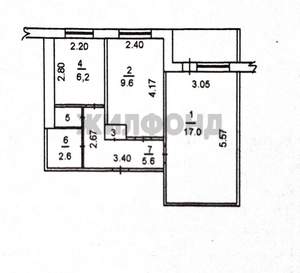 2-к квартира, вторичка, 44м2, 9/9 этаж