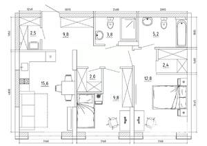 3-к квартира, вторичка, 67м2, 3/8 этаж