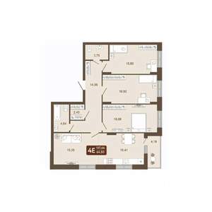 4-к квартира, вторичка, 108м2, 3/20 этаж