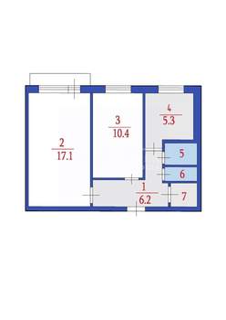 2-к квартира, вторичка, 48м2, 2/5 этаж