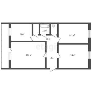 3-к квартира, вторичка, 61м2, 5/5 этаж