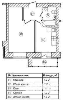 1-к квартира, строящийся дом, 38м2, 4/12 этаж