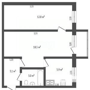 2-к квартира, вторичка, 45м2, 5/5 этаж