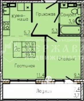 2-к квартира, вторичка, 39м2, 10/15 этаж