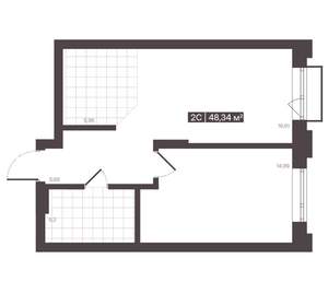 2-к квартира, вторичка, 48м2, 8/16 этаж