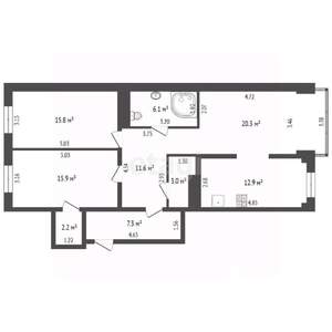 3-к квартира, вторичка, 95м2, 4/9 этаж