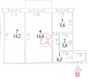 2-к квартира, вторичка, 48м2, 5/5 этаж